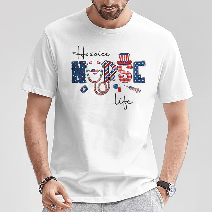 Happy 4Th Of July Hospice Nurse Life American Flag Men T-Shirt Unique Gifts