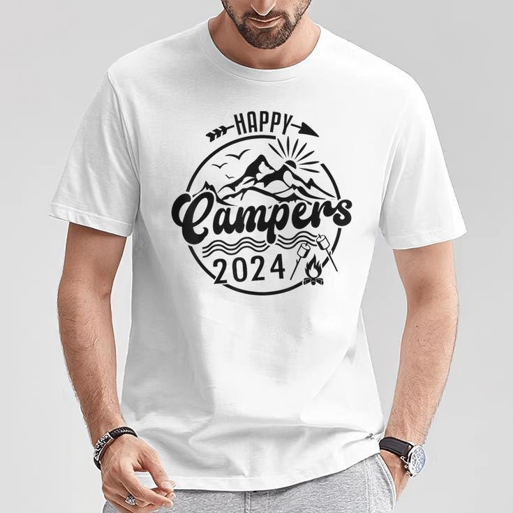 Happy Campers 2024 Friends Camping Adventures In Outdoors T-Shirt Personalized Gifts
