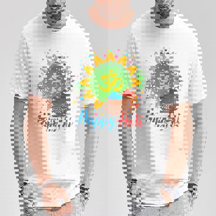 Happy Festival Of Colors Happy Holi Om Hindu Indian T-Shirt Unique Gifts