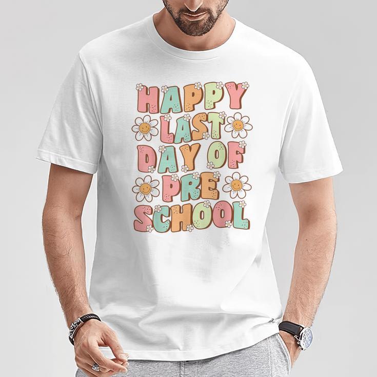 Happy Last Day Of Preschool Cute Groovy Prek Teacher Student T-Shirt Unique Gifts