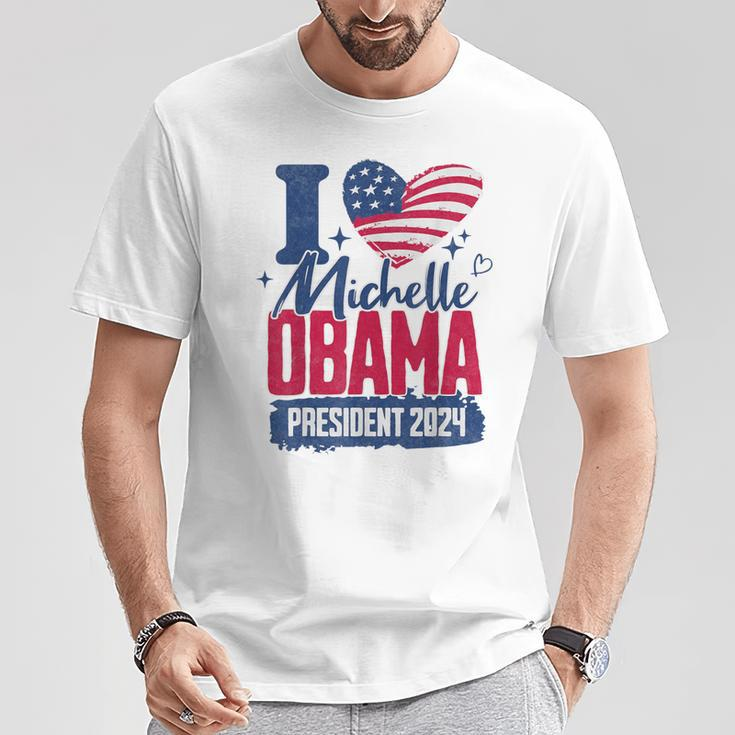 I Heart Michelle Obama 2024 For President Retro Election T-Shirt Unique Gifts