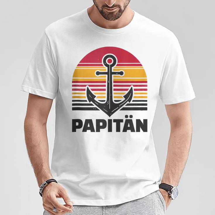 Herren Papitänatertag Bester Papa Anker Norden Kapitän T-Shirt Lustige Geschenke