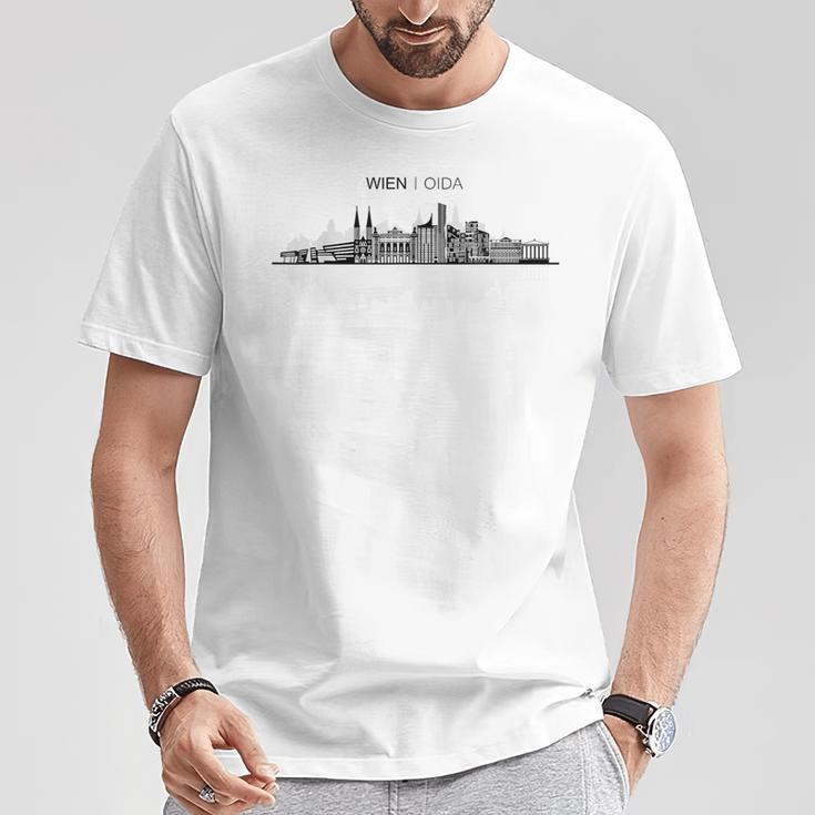 Herren T-Shirt Wien Skyline, Bedrucktes Shirt für Männer – Weiß Lustige Geschenke