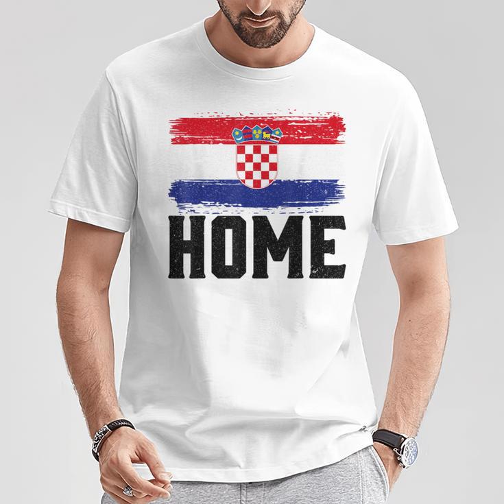 Home Kroatienintage Distressed Weltreisender T-Shirt Lustige Geschenke