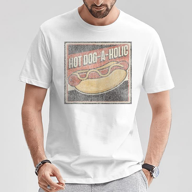 Hot Dog Adult Vintage Hot Dog-A-Holic T-Shirt Unique Gifts