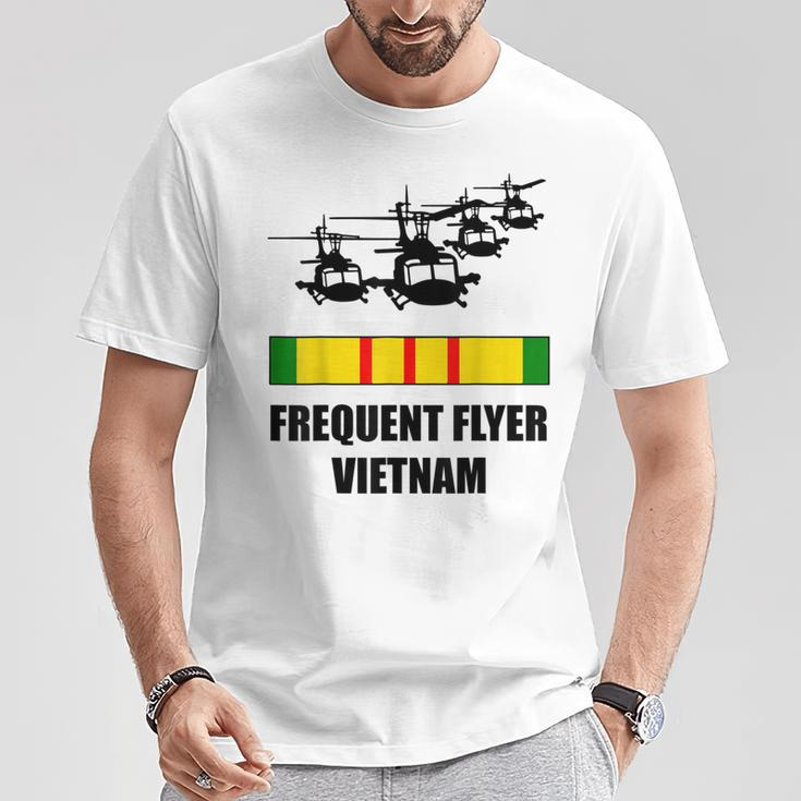 Huey Chopper Helicopter Frequent Flyer Vietnam War Veteran T-Shirt Unique Gifts