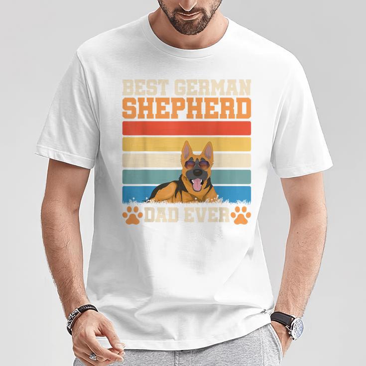 Hunde Papaatertag Geschenk Retro Deutscher Schäferhund T-Shirt Lustige Geschenke