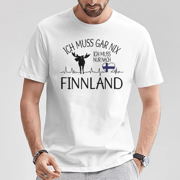 Ich Muss Gar Nix Ich Muss Nur Nach Finland Gray S T-Shirt Lustige Geschenke