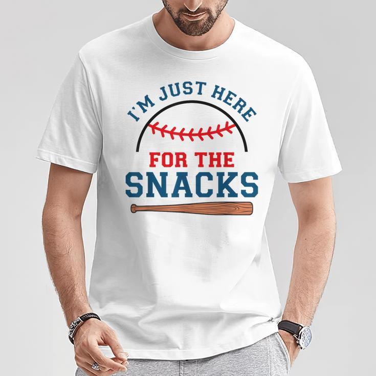 I'm Just Here For The Snacks Baseball Season Softball T-Shirt Funny Gifts