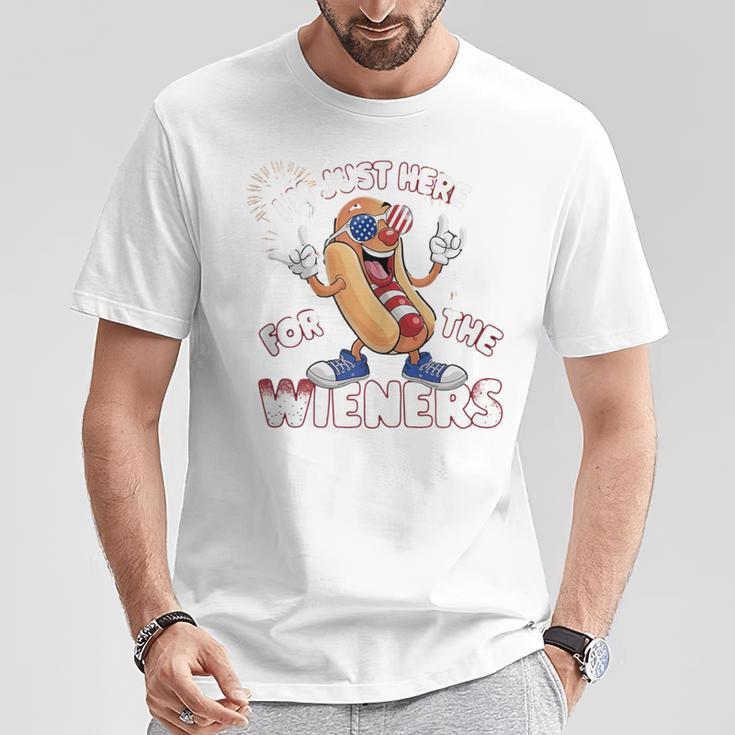 I'm Just Here For The Weiners 4Th Of July Patriotic Hot Dog T-Shirt Unique Gifts