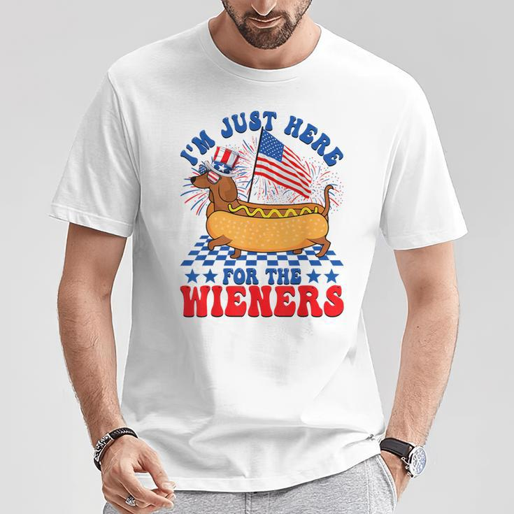 I'm Just Here For Wieners Dachshund Dog Hotdog 4Th Of July T-Shirt Unique Gifts