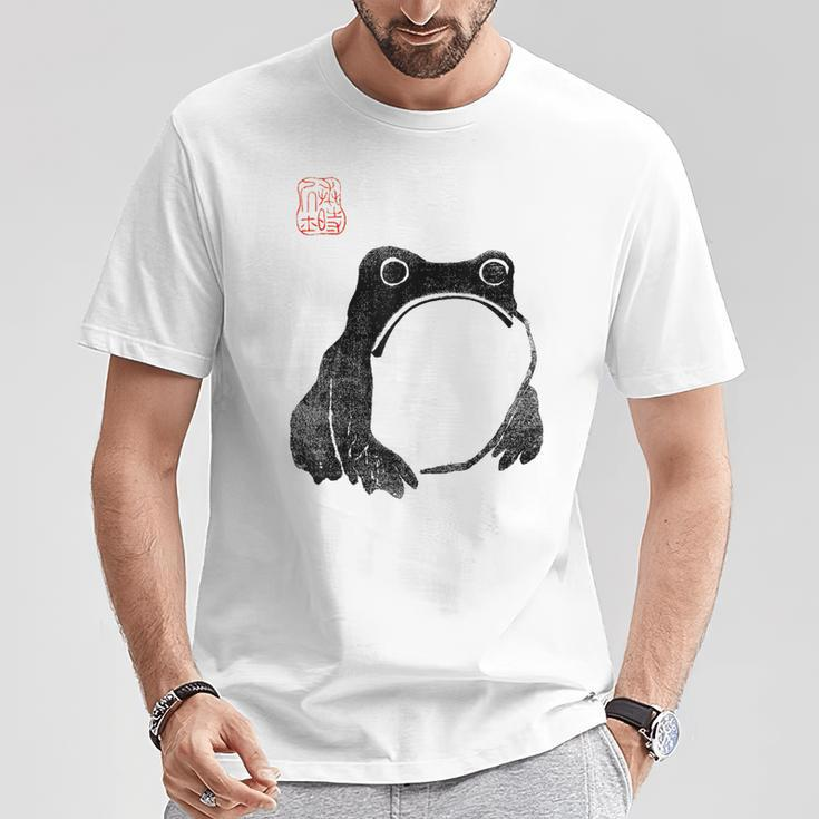 Japanese Grumpy Frog Toad Unimpressed Animal Chubby T-Shirt Unique Gifts