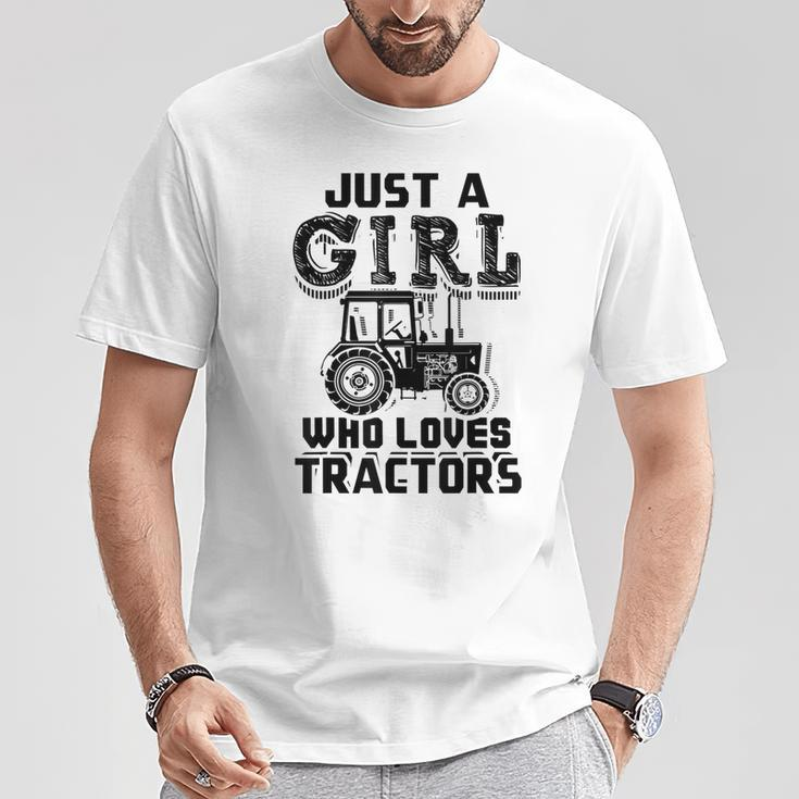 Just A Girl Who Loves Tractors Farmer T-Shirt Unique Gifts