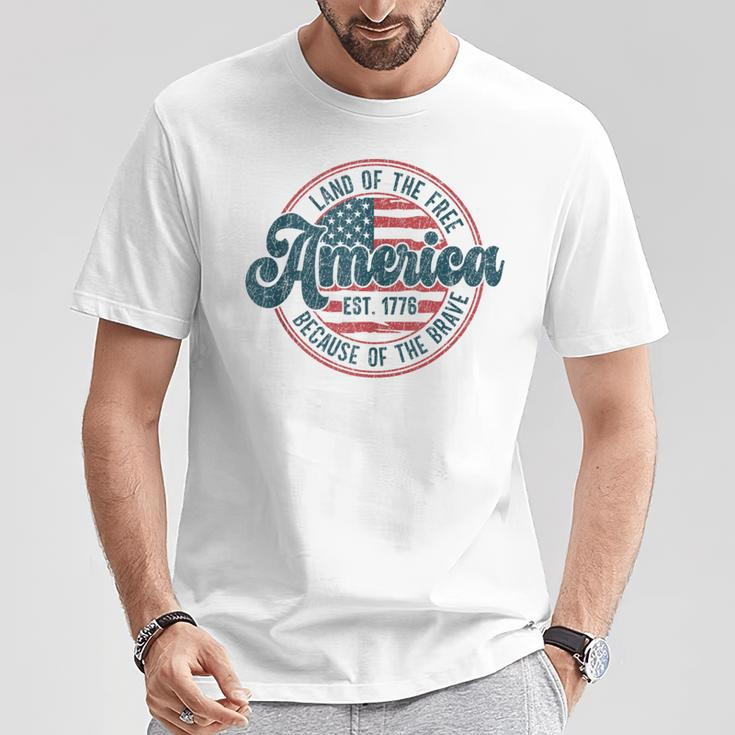 Land Of The Free Because Of The Brave Vintage 4Th Of July T-Shirt Unique Gifts