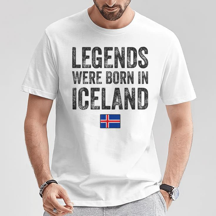 Legends Were Born In Iceland Icelandic Flag Pride Roots T-Shirt Unique Gifts