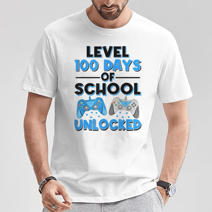 Level 100 Days Of School Unlocked Gamerideospiele Jungen T-Shirt Lustige Geschenke