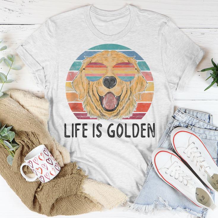 Life Is Golden Retriever Dog Golden Retriever T-Shirt Unique Gifts