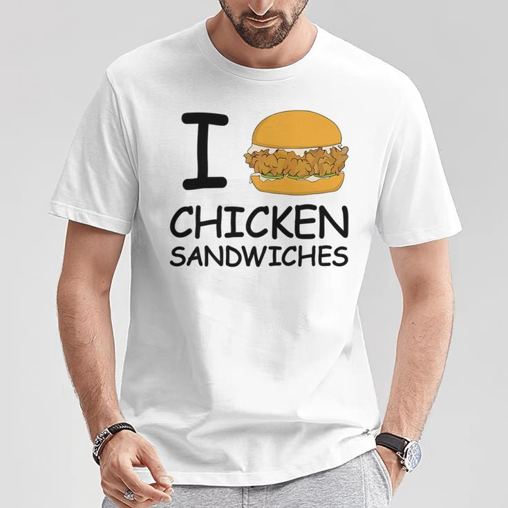 I Love Chicken Sandwich Spicy Nashville Crispy Tender Pickle T-Shirt Unique Gifts