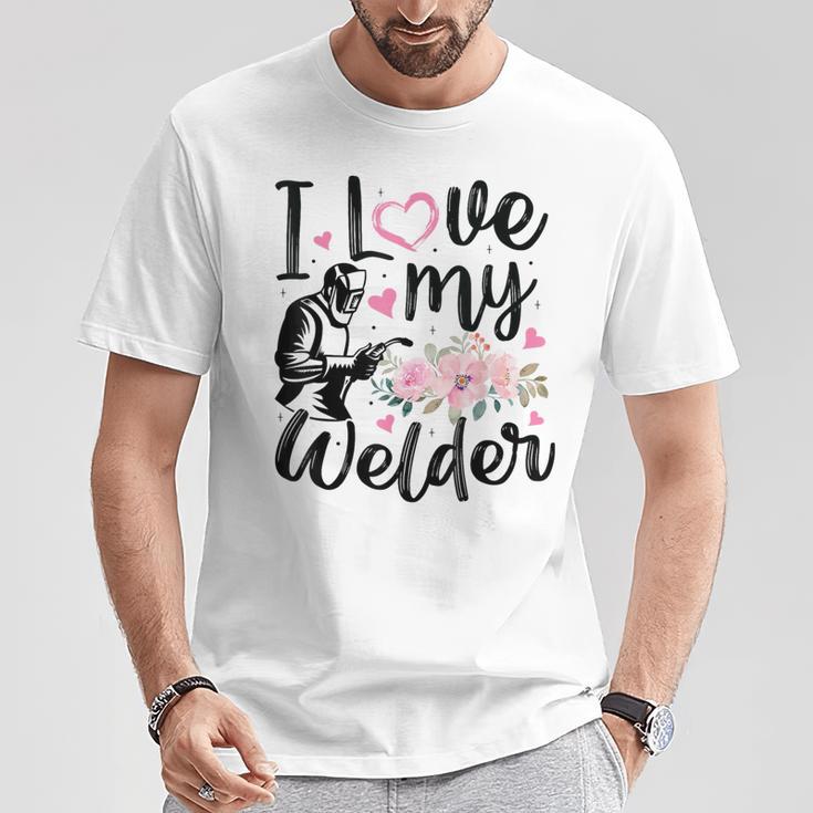 I Love My Welder Welder Wife Girlfriend Women T-Shirt Unique Gifts