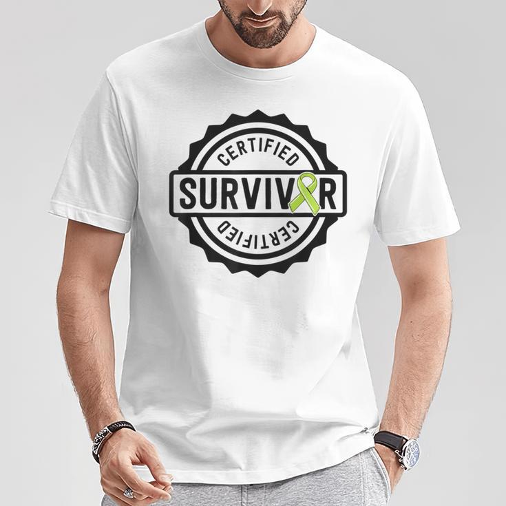 Lymphoma Cancer Survivor Lime Green Ribbon Awareness T-Shirt Unique Gifts