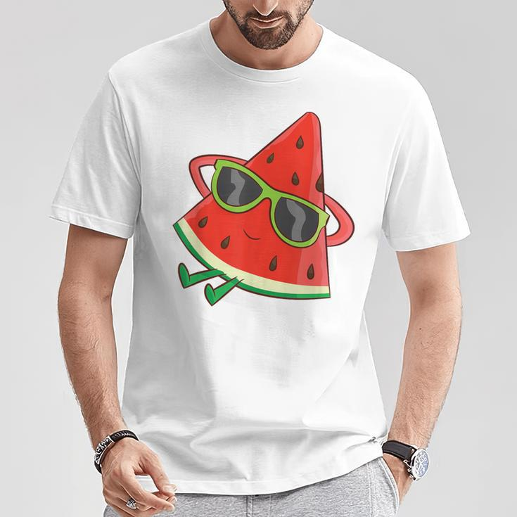 Melon Summer Fruit Sunglasses On Watermelon T-Shirt Lustige Geschenke