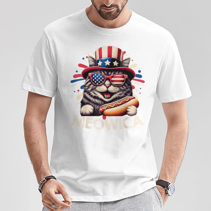 Meowica 4Th Of July Patriotic Cat American Flag 4Th Of July T-Shirt Unique Gifts