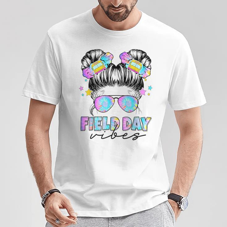 Messy Bun Girl Field Day Vibes Field Trip Teacher Student T-Shirt Unique Gifts