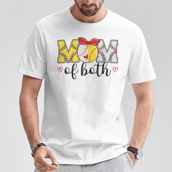 Mom Of Both Baseball Softball Mother's Day T-Shirt Unique Gifts