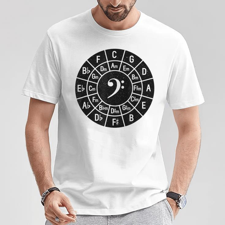 Music Bass Clef Circle Of 5Ths Musician Chords Scales Keys T-Shirt Unique Gifts