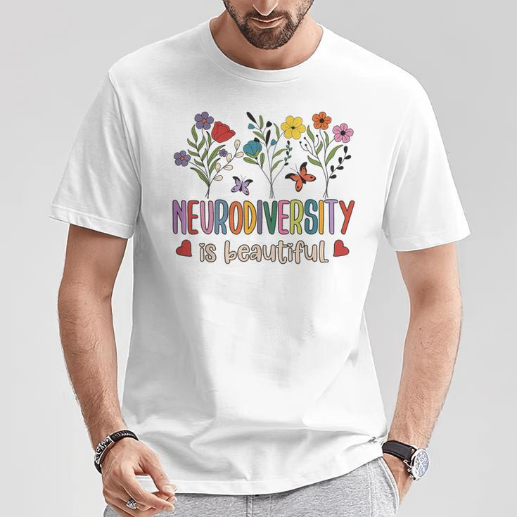 Neurodiversity Is Beautiful Autism Awareness Flowers Vintage T-Shirt Unique Gifts