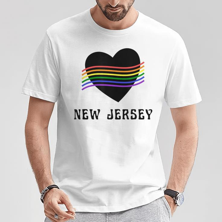 New Jersey Rainbow Lgbt Lgbtq Gay Pride Groovy Vintage T-Shirt Unique Gifts