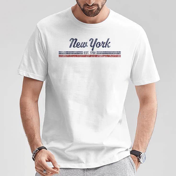 New York Vintage American Flag Retro T-Shirt Unique Gifts