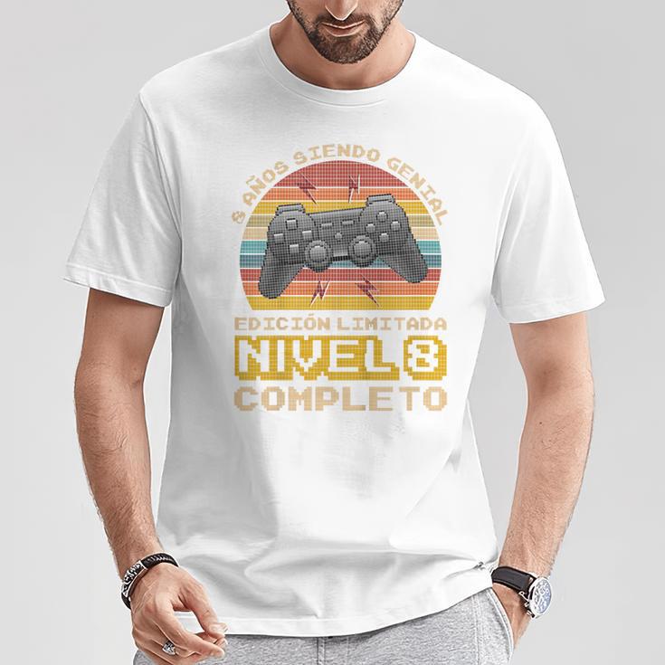 Niños Regalo De Cumpleaños 8 Años Gamer Nivel 8 Completo Camiseta unisex Regalos divertidos
