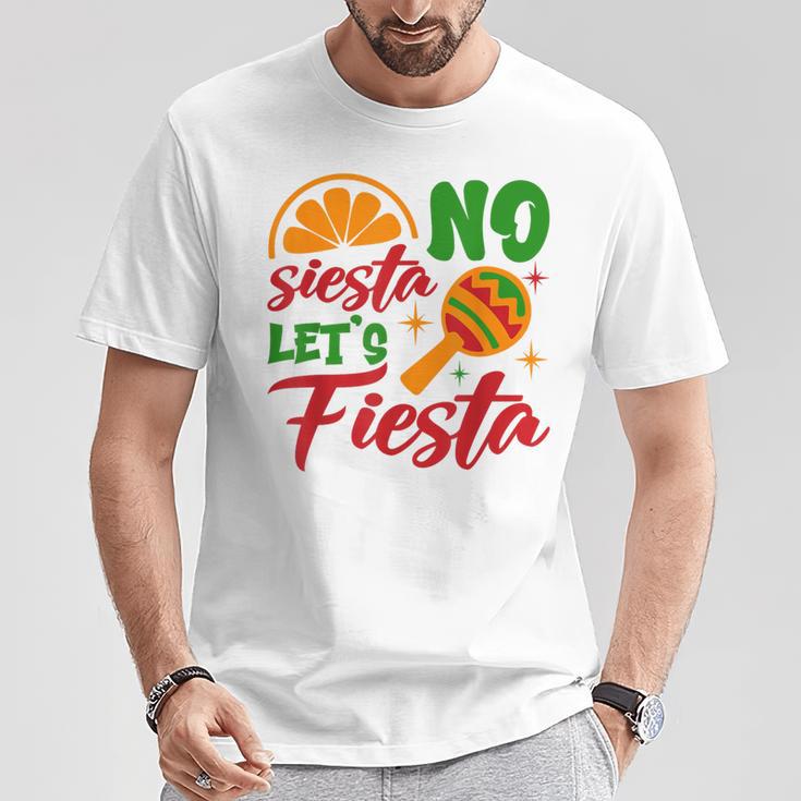 No Siesta Let's Celebrate Mexican Maracas Sombrero T-Shirt Lustige Geschenke