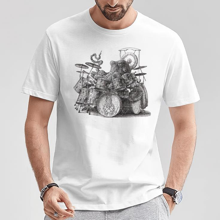 Octopus Playing Drums Drummer Drumming Musician Band T-Shirt Unique Gifts