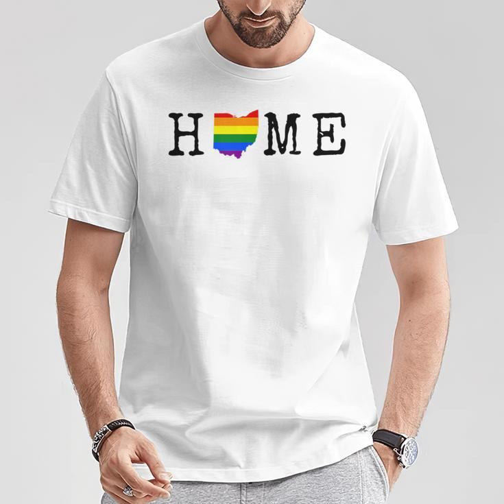 Ohio Rainbow Pride Home State Map T-Shirt Unique Gifts