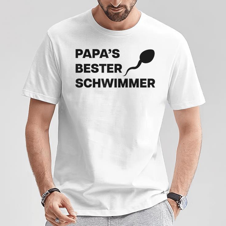 Papa's Bester Schwimmer X Lecker Bierchen Party Outfit T-Shirt Lustige Geschenke