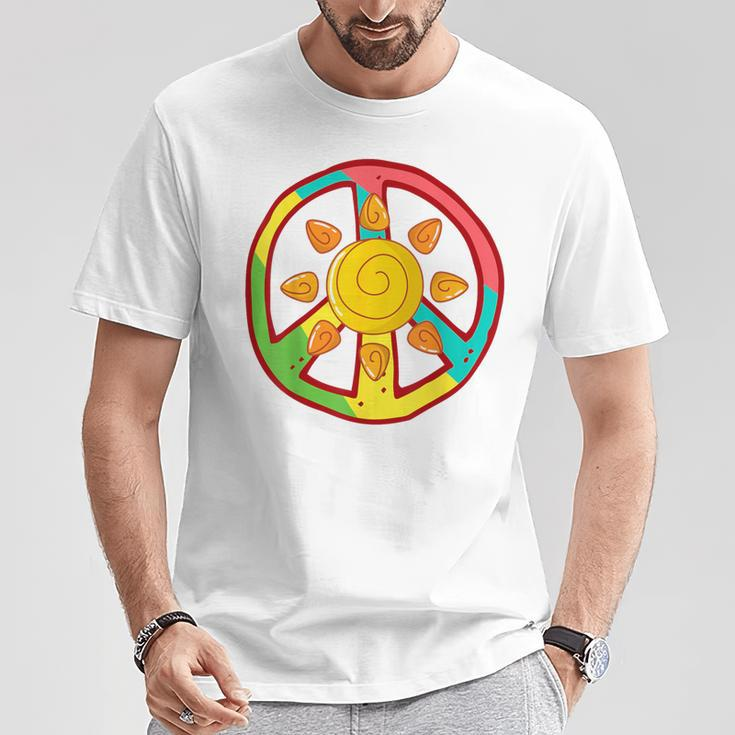Peace Sign Love Ancient Aztec Sun Tie Dye HippieT-Shirt Unique Gifts