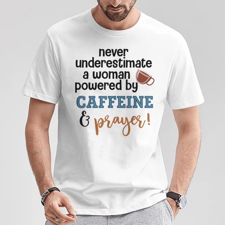 Powered By Caffeine & Prayer T-Shirt Unique Gifts