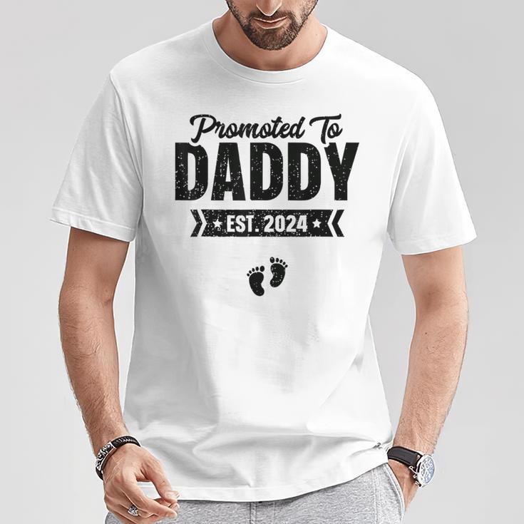 Promoted To Daddy Est 2024 Baby-Geschenke Für Neuen Papa T-Shirt Lustige Geschenke