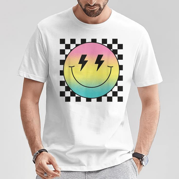 Rainbow Smile Face Cute Checkered Smiling Happy Face T-Shirt Unique Gifts