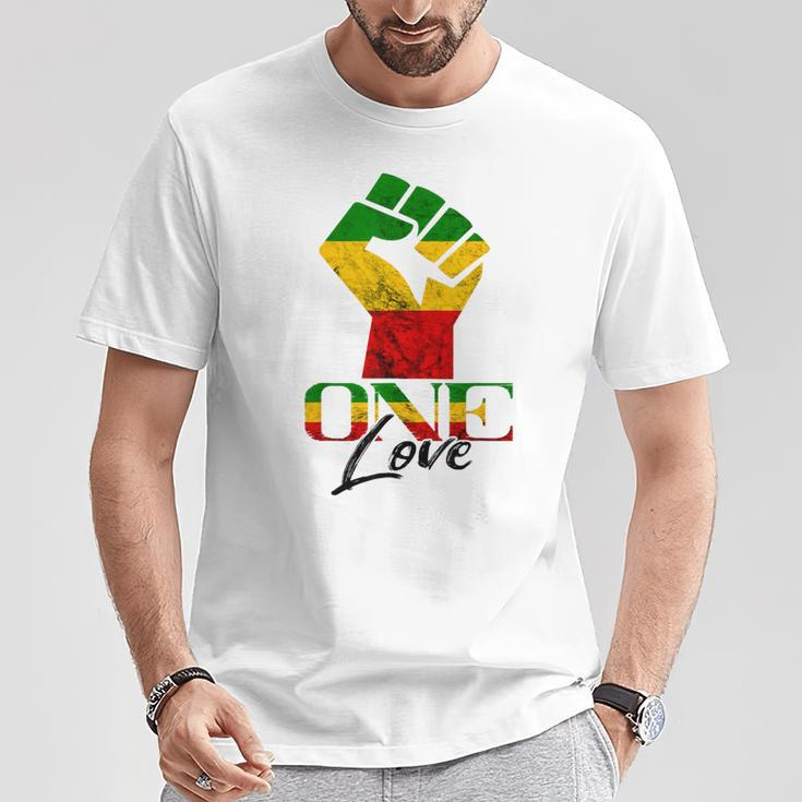 Rasta Reggae One Love Reggae Roots Handfist Reggae Flag T-Shirt Unique Gifts