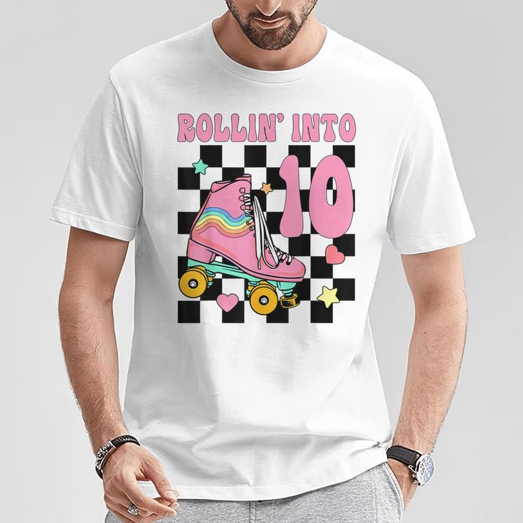 Rolling Into 10 Years Old Roller Skating Girl 10Th Birthday T-Shirt Unique Gifts