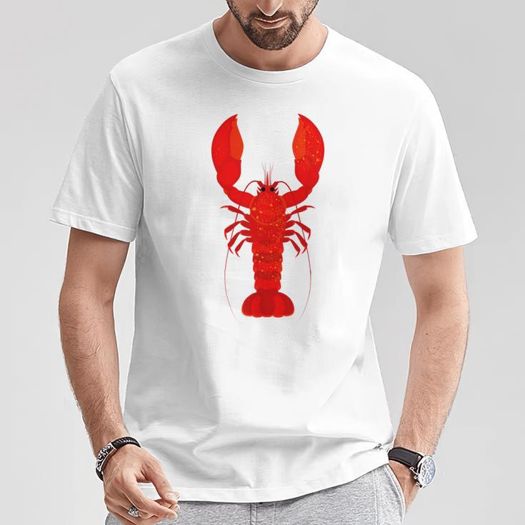 Rotes Hummer-Design Herren T-Shirt in Weiß, Lustiges Meeresfrüchte Tee Lustige Geschenke