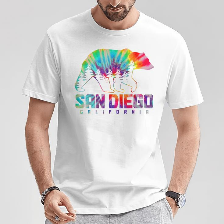 San Diego California Tie Dye Bear Pride Outdoor Vintage T-Shirt Unique Gifts