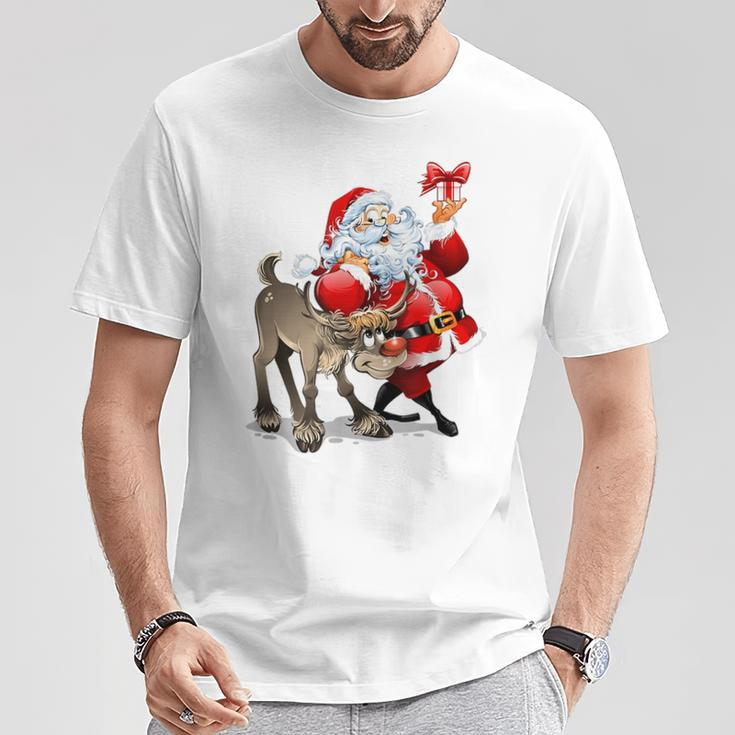 Santa Claus & Rudolph Red Nosed Reindeer Christmas T-Shirt Unique Gifts