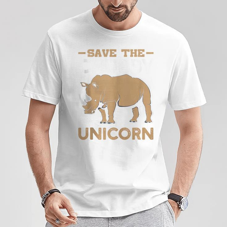 Save The Chubby Unicorns Rhino Rhinoceros Zoo Vintage Cool T-Shirt Unique Gifts