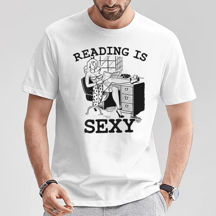 Sexy Pin Up Girl Comic Book Vintage Reading Is Sexy T-Shirt Unique Gifts