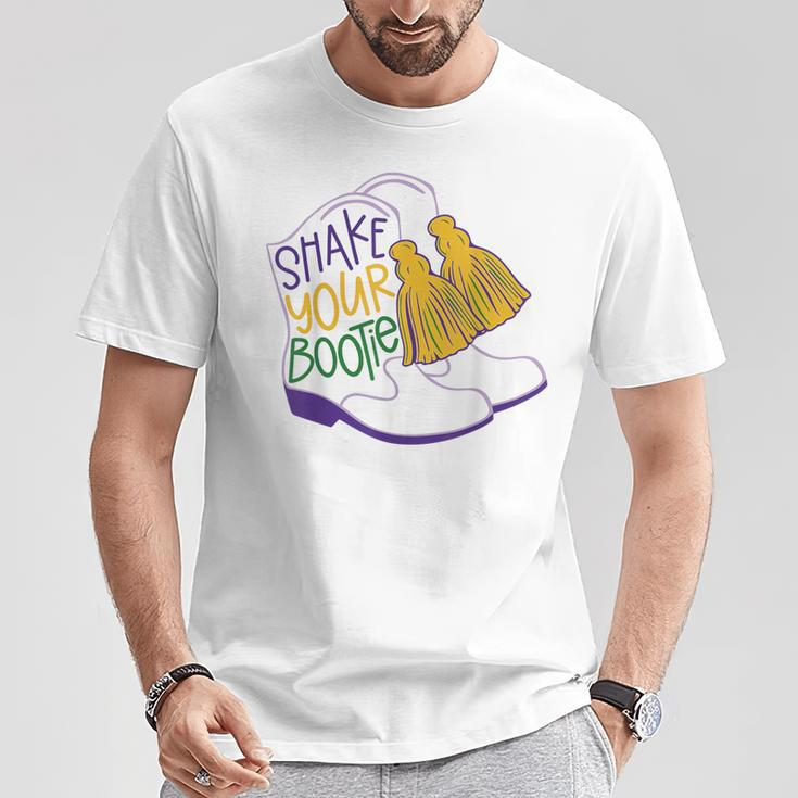 Shake Your Bootie Mardi Gras Bead Boot Carnival Celebration T-Shirt Unique Gifts