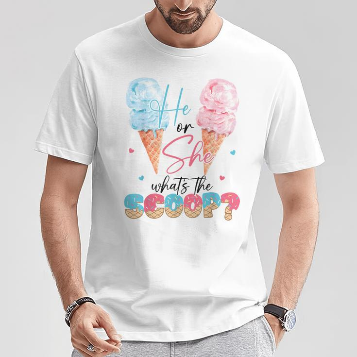 He Or She What's The Scoop Ice Cream Gender Reveal Party T-Shirt Unique Gifts